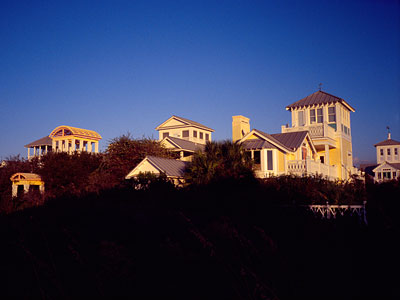 Seaside Houses at Sunset